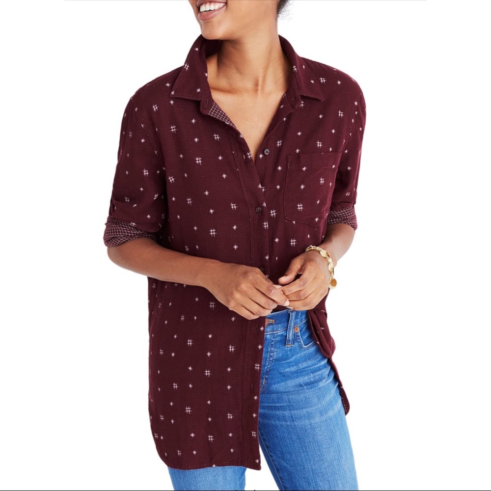 Madewell Double Face Ex BF Button Up Shirt Sz XS